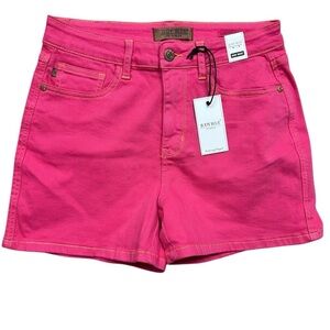NWT Judy Blue Women's High Waist Magenta Garment Dyed Shorts Denim Size M Summer